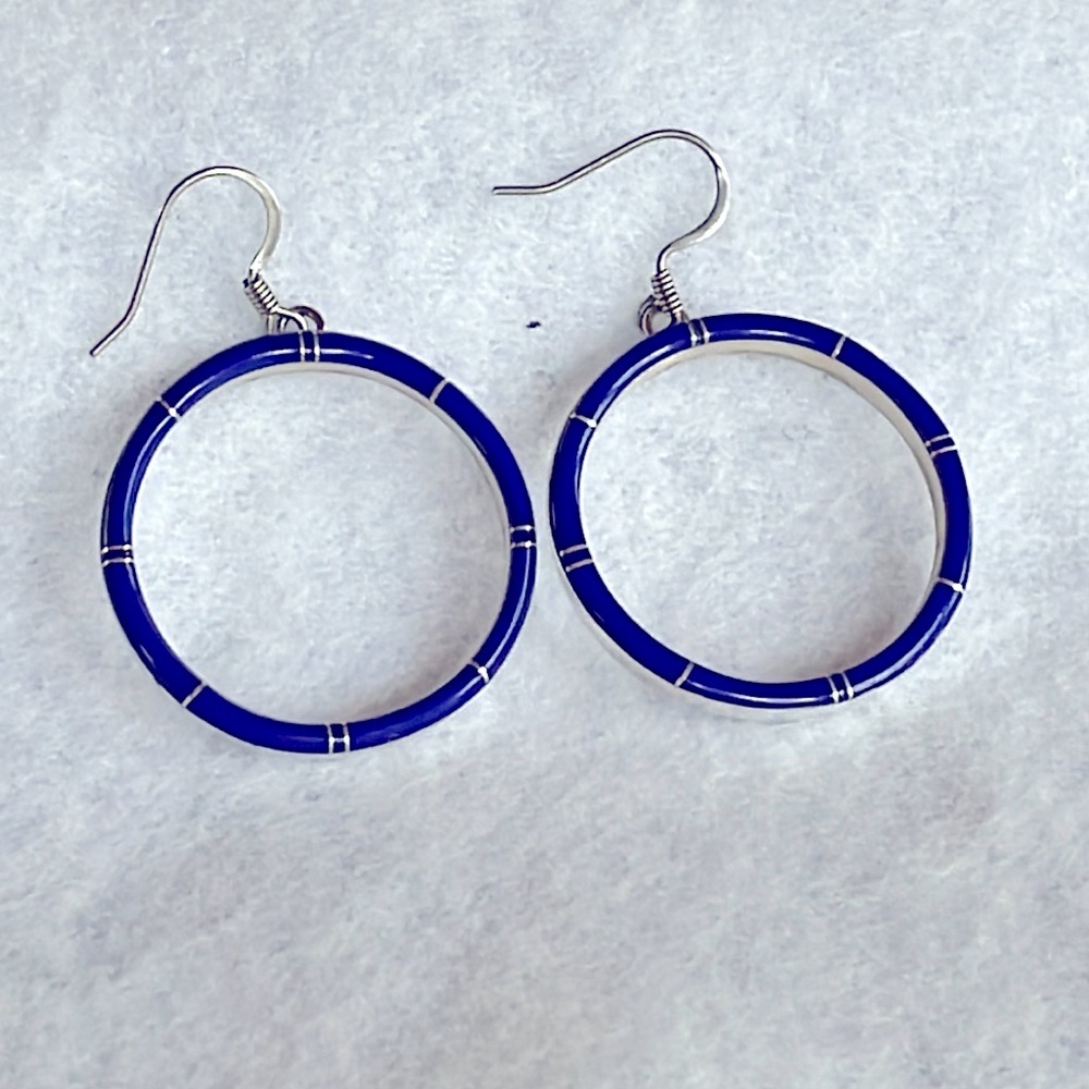 Lapis & Sterling Hoop Earrings